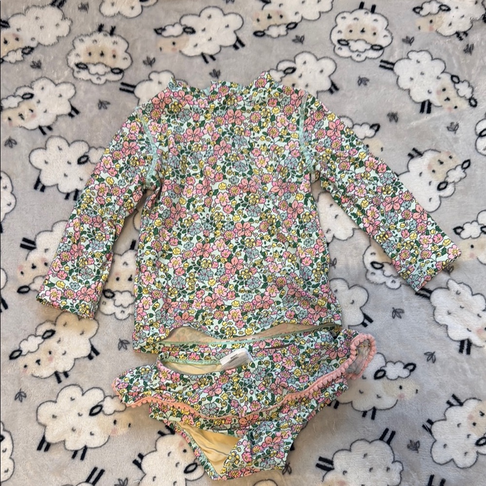 Floral Long Sleeve Swimsuit Set